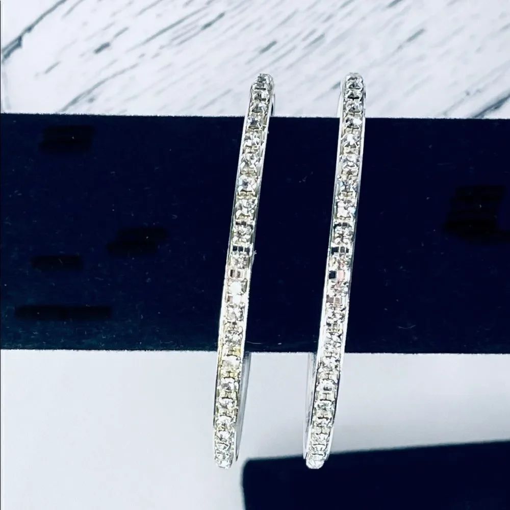 Hoop Earrings with Medium Size Rhinestones